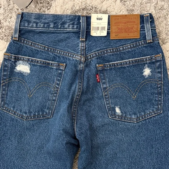 Levi’s 501 Original Fit Distressed Jeans - Size 24x26 (New With Tags) - Picture 5 of 8